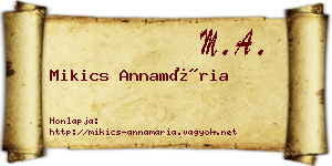 Mikics Annamária névjegykártya
